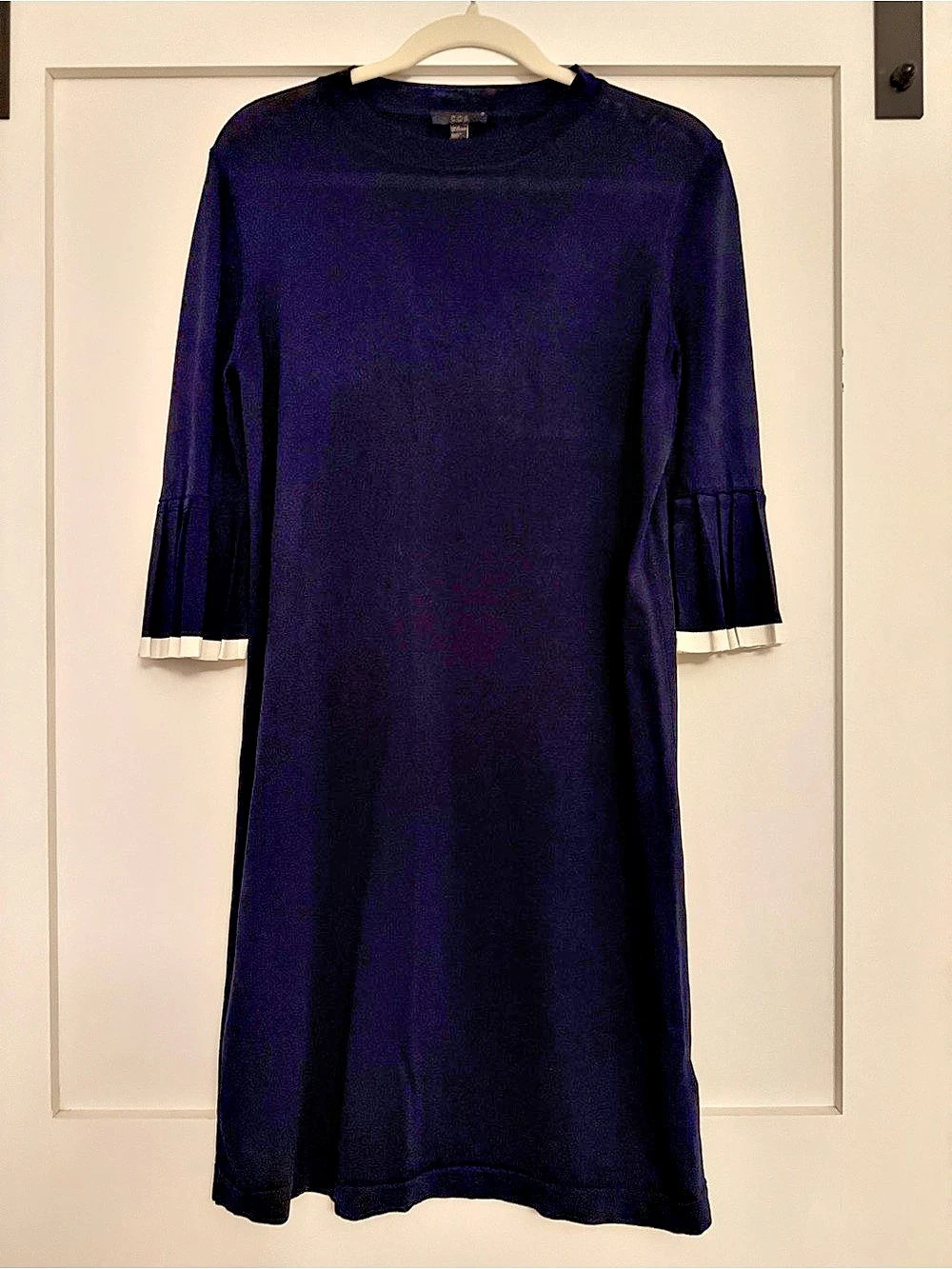 COS Long Sleeve Midi Dress in Navy Size Medium Like New